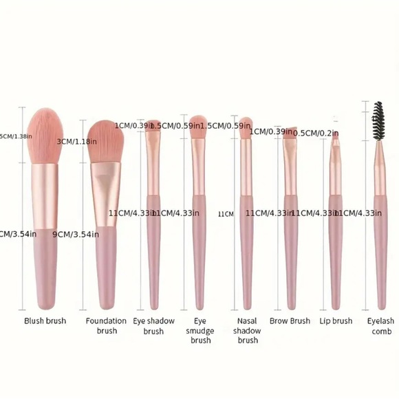 8 Pc Travel Makeup Brush Set - Picture 2 of 2